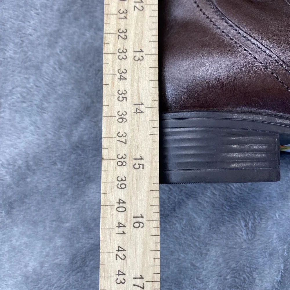 Bussola Style Boots Womens 40 Brown Leather‎ Tall Buckle Zip Riding Winter Boot